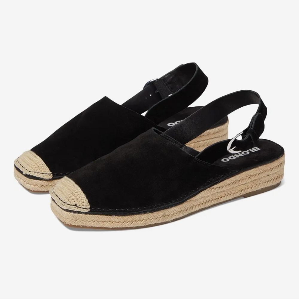 Blondo Hiliani‎ Black Espadrille Slingback Flats NWOT